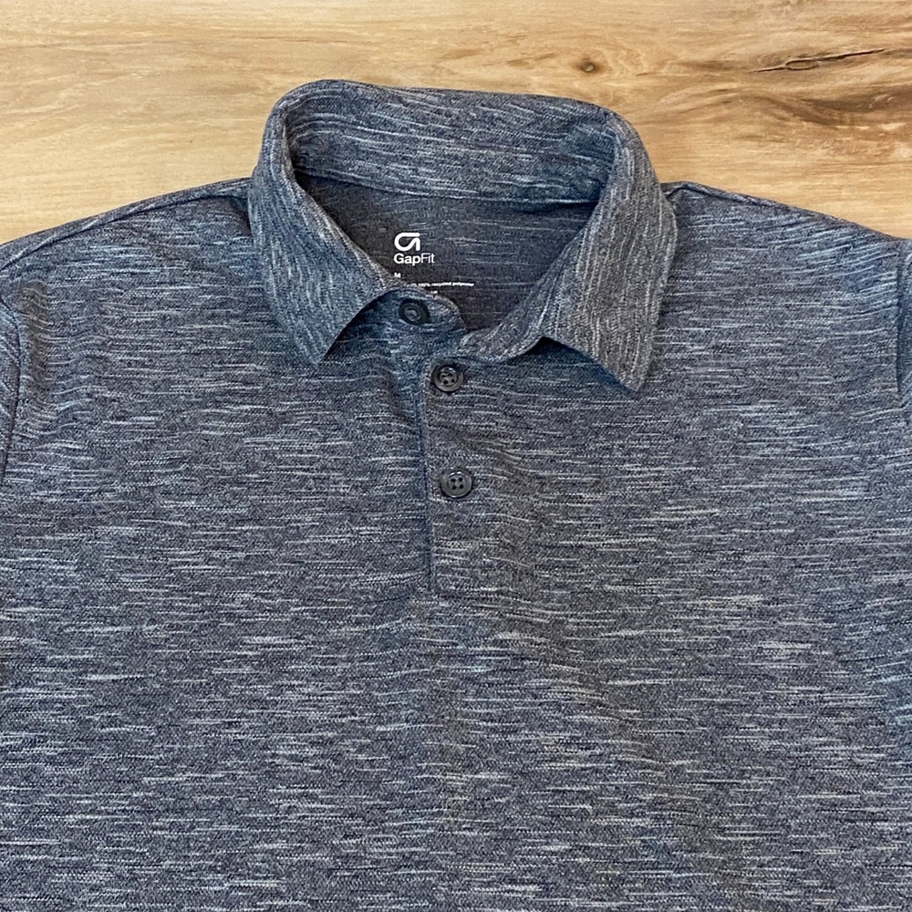 Gap Fit Polo Shirt Boys Medium Gray Recycled Polyester Short Sleeve Casual Kids